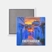 Zonsondergang in Chefchaouen Marokko Reizen Magneet (Voorkant / Achterkant)