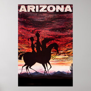 Zonsondergang in de Arizona-woestijn in de jaren 6 Poster