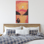ZONSONDERGANG IN DE BERGEN CANVAS AFDRUK (Insitu (Slaapkamer))