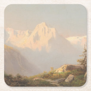 Zonsondergang in de bergen - Carl Lafite Kartonnen Onderzetters