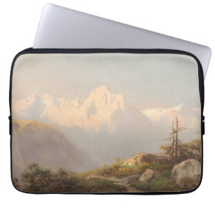Zonsondergang in de bergen - Carl Lafite Laptop Sleeve