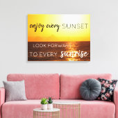 Zonsondergang in de bergen Wandkunst met Quote Canvas Afdruk (Insitu (Woonkamer))
