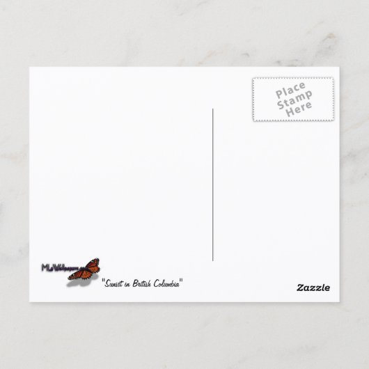 Zonsondergang in de Canadese kustwateren van Brits Briefkaart (Achterkant)