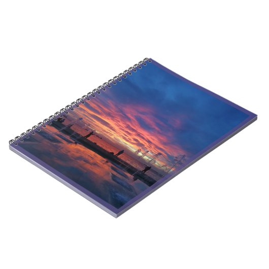 'Zonsondergang in de haven'' Blue Spiral Photo Not Notitieboek (Linkerzijde)