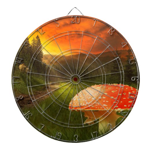 Zonsondergang in de herfst. dartbord (Voorkant)