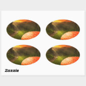 Zonsondergang in de herfst. ovale sticker (Vel)