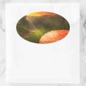 Zonsondergang in de herfst. ovale sticker (Tas)