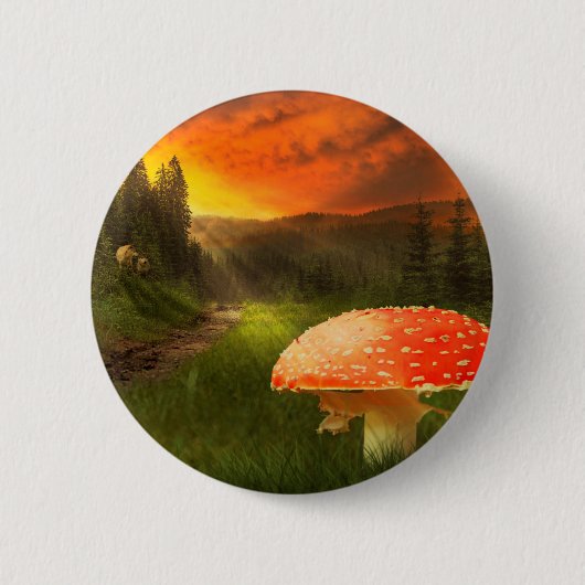Zonsondergang in de herfst. ronde button 5,7 cm (Voorkant)