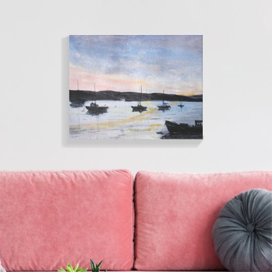 Zonsondergang in de monding van Exe Canvas Afdruk (Insitu (Woonkamer))