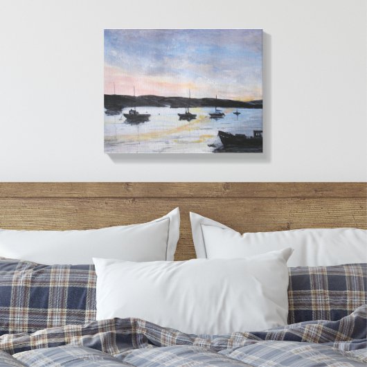 Zonsondergang in de monding van Exe Canvas Afdruk (Insitu (Slaapkamer))