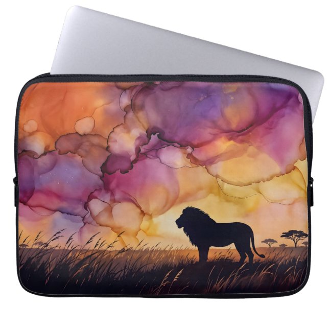 Zonsondergang in de savanne laptop sleeve (Voorkant)