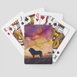 Zonsondergang in de savanne pokerkaarten