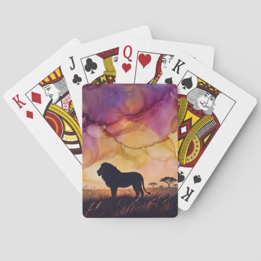Zonsondergang in de savanne pokerkaarten (Achterkant)
