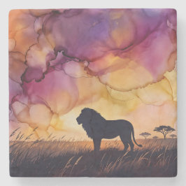 Zonsondergang in de savanne stenen onderzetter