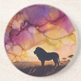 Zonsondergang in de savanne zandsteen onderzetter