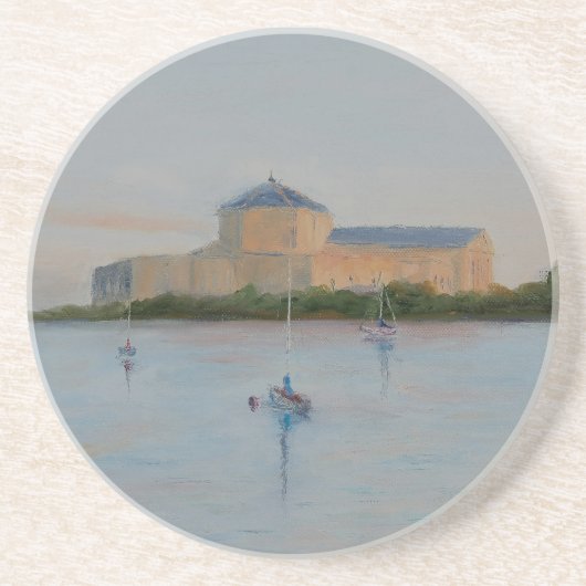 zonsondergang in de staart zandsteen onderzetter (Voorkant)