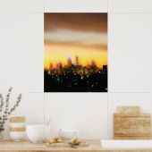 Zonsondergang in de stad poster (Keuken)