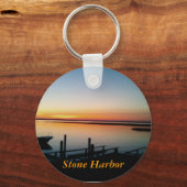 zonsondergang in de Stone Harbour-sleutelhanger Sleutelhanger (Voorkant)