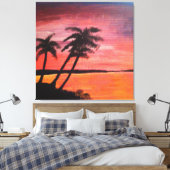 Zonsondergang in de Tropen Canvas Afdruk (Insitu (Slaapkamer))