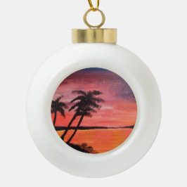 Zonsondergang in de Tropen Keramische Bal Ornament
