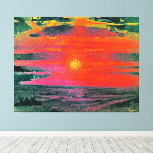 Zonsondergang in de winter, kunstwerk van Arkhip K Canvas Afdruk (Insitu (Houten vloer))