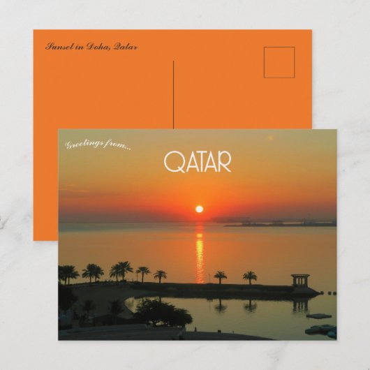 Zonsondergang in Doha, Qatar Briefkaart (Voorkant / Achterkant)
