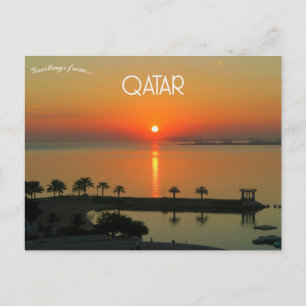 Zonsondergang in Doha, Qatar Briefkaart