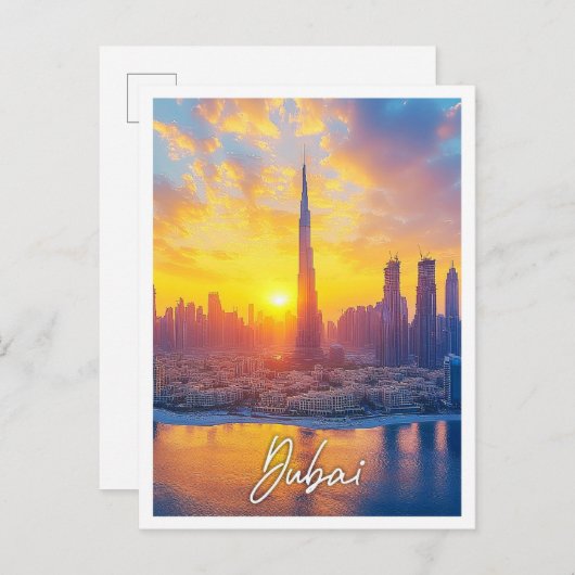 Zonsondergang in Dubai Verenigde Arabische Emirate Briefkaart (Voorkant / Achterkant)