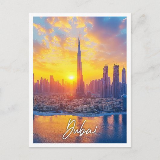 Zonsondergang in Dubai Verenigde Arabische Emirate Briefkaart (Voorkant)