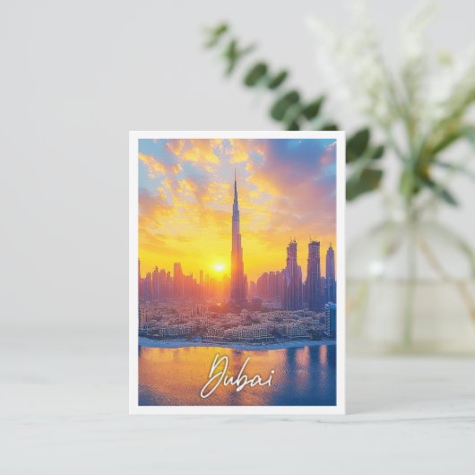 Zonsondergang in Dubai Verenigde Arabische Emirate Briefkaart (Staand voorkant)