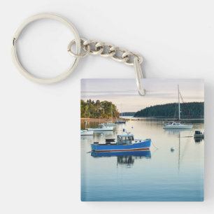 Zonsondergang in een baai in Maine Sleutelhanger