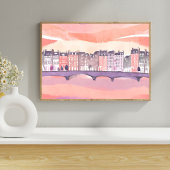 Zonsondergang in Europees dorp | Waterverf Poster