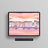 Zonsondergang in Europees dorp | Waterverf Poster