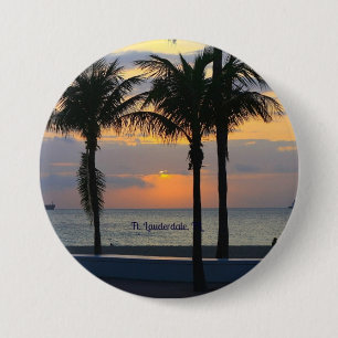 Zonsondergang in Ft. Lauderdale Ronde Button 7,6 Cm