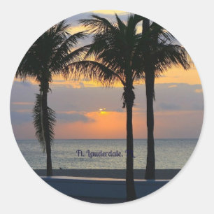 Zonsondergang in Ft. Lauderdale Ronde Sticker