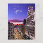 Zonsondergang in Gran Vía Madrid Spanje Briefkaart (Voorkant)
