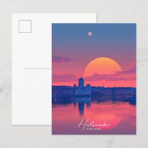 Zonsondergang in Helsinki Finland Reizen Briefkaart
