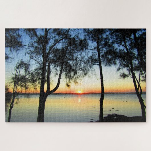 zonsondergang in het meer legpuzzel (Horizontaal)