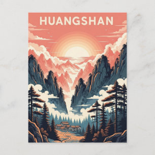Zonsondergang in het Nationaal Park Huangshan Chin Briefkaart