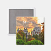 Zonsondergang in het Retiro Park in Madrid. Magneet (Voorkant / Achterkant)