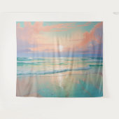 Zonsondergang in het rustige strandlandschap wandkleed (Voorkant (horizontaal))