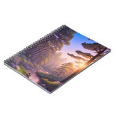 Zonsondergang in het weelderige dennenbos notitieboek (Linkerzijde)