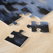 Zonsondergang in het winterbos legpuzzel (Zijkant)