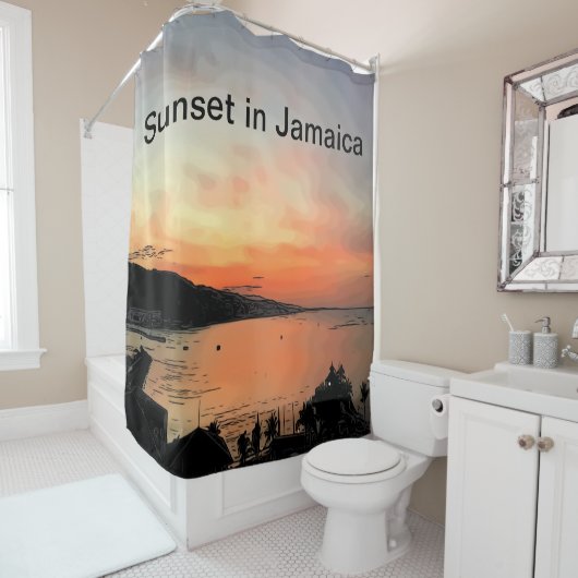 Zonsondergang in Jamaica Douchegordijn (In situ)
