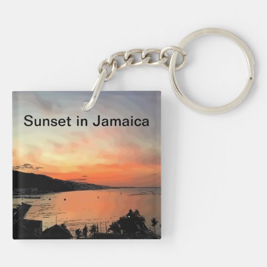 Zonsondergang in Jamaica Sleutelhanger (Achterkant)