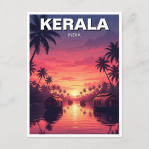 Zonsondergang in Kerala India Briefkaart