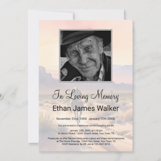 Zonsondergang in liefdevolle herinnering begrafeni kaart (Voorkant)