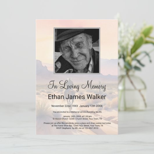 Zonsondergang in liefdevolle herinnering begrafeni kaart (Staand voorkant)