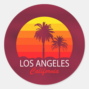 Zonsondergang in Los Angeles, California Ronde Sticker
