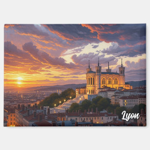 Zonsondergang in Lyon Frankrijk Basiliek Reizen Magneet